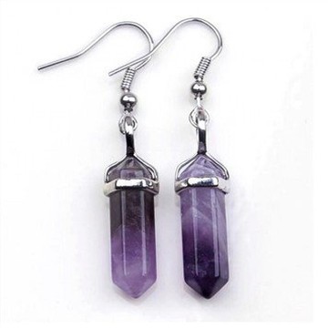 Natürliche Amethyst Kristall Reifen Ohrring