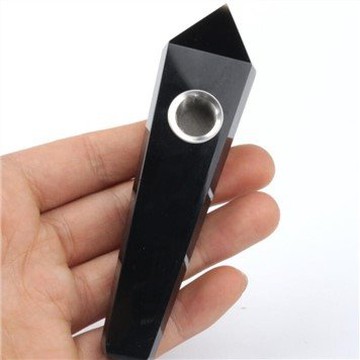 Natürliches schwarzes Obsidian-Kristall-Rauchrohr