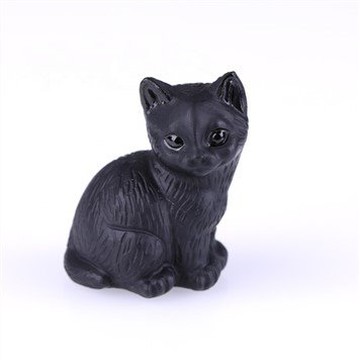 Geschnitzte Katze aus natürlichem Kristall-Obsidian