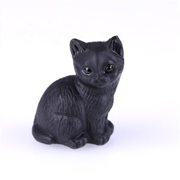 Kucing Asli Obsidian Diukir
