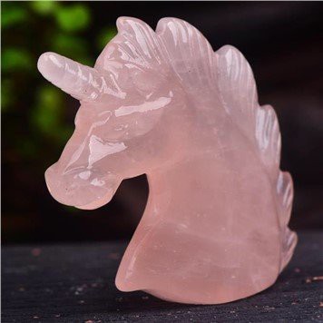 Kristal semulajadi Mawar Kuarza Unicorn mengukir