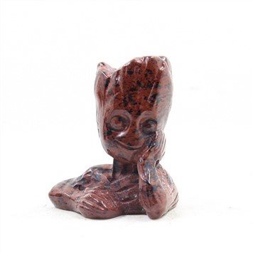 Ukiran Groot Batu Permata Obsidian Alam Mahoni