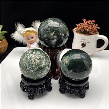 Naturlig polert Gemstone Moss Agate sfære