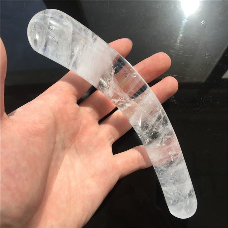 100% Natural White Quartz Crystal Masaj Stick5