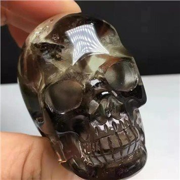 Naturliga Crystal Smoky Kvarts Skull Carving