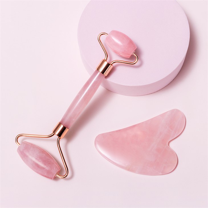 Natural Rose Quartz Roller Massage Stick
