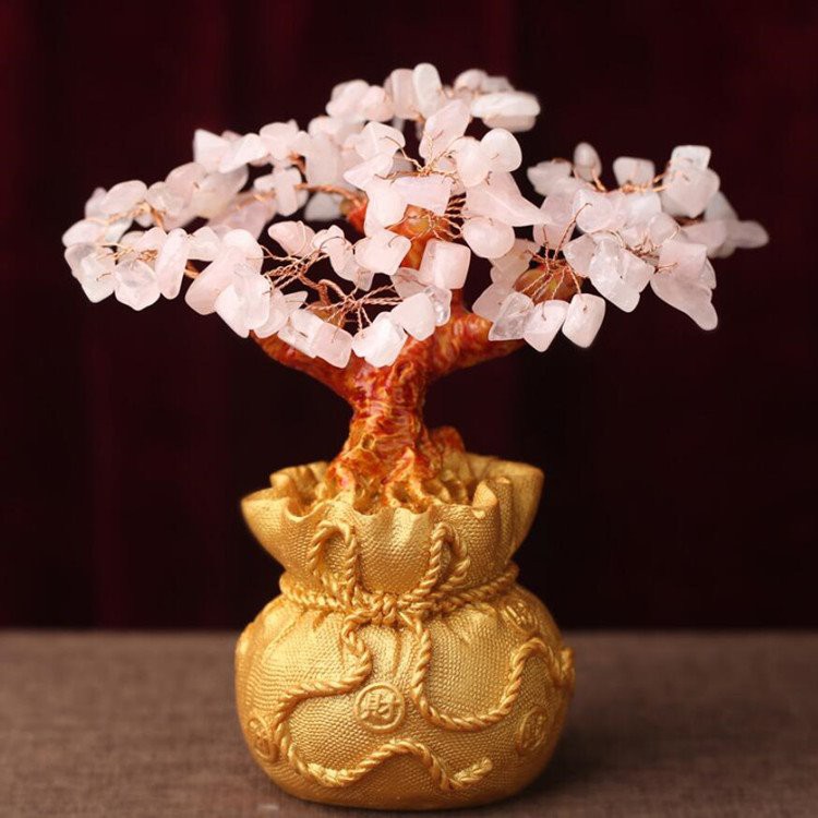Natural Rose Quartz Crystal Tree