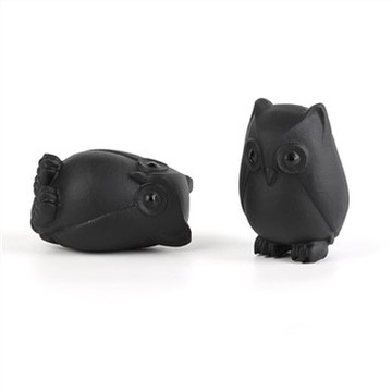 Natural Black Obsidian Crystal Owl Carving