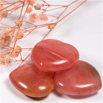 Natural Watermelon Red Heart-Shaped Stone